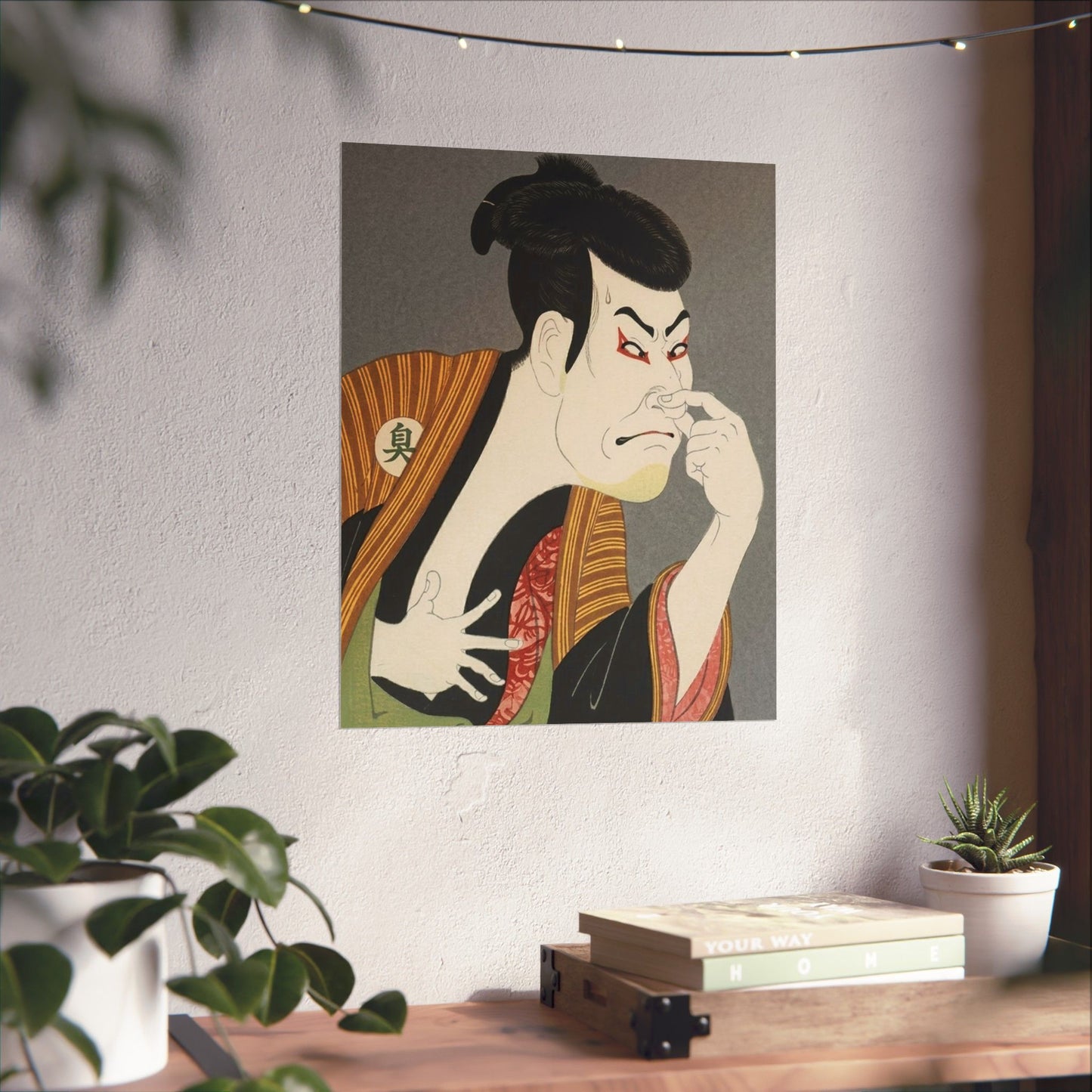 Funny Japanese Kabuki Art Print - Ukiyo-e Parody Bathroom Wall Decor
