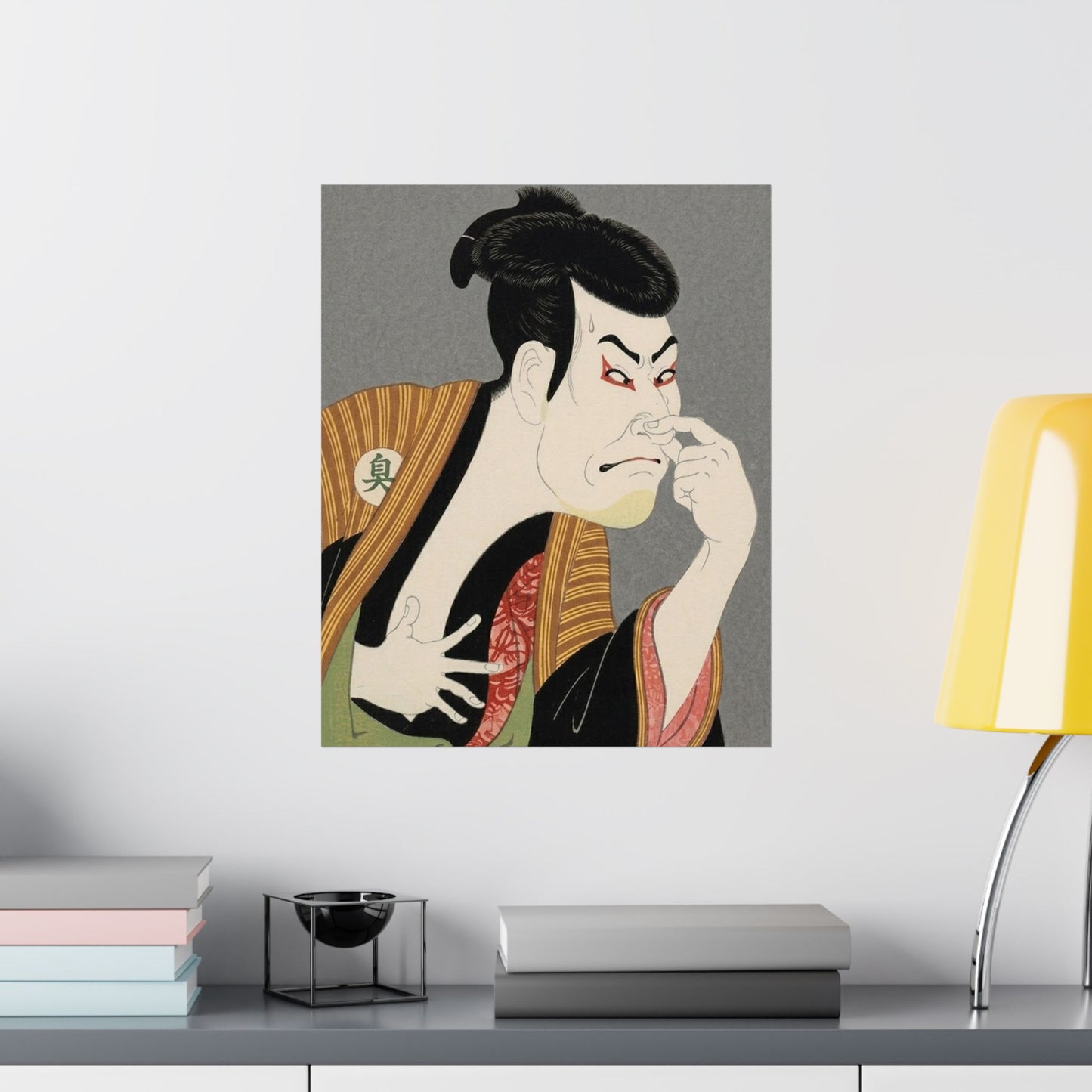 Funny Japanese Kabuki Art Print - Ukiyo-e Parody Bathroom Wall Decor