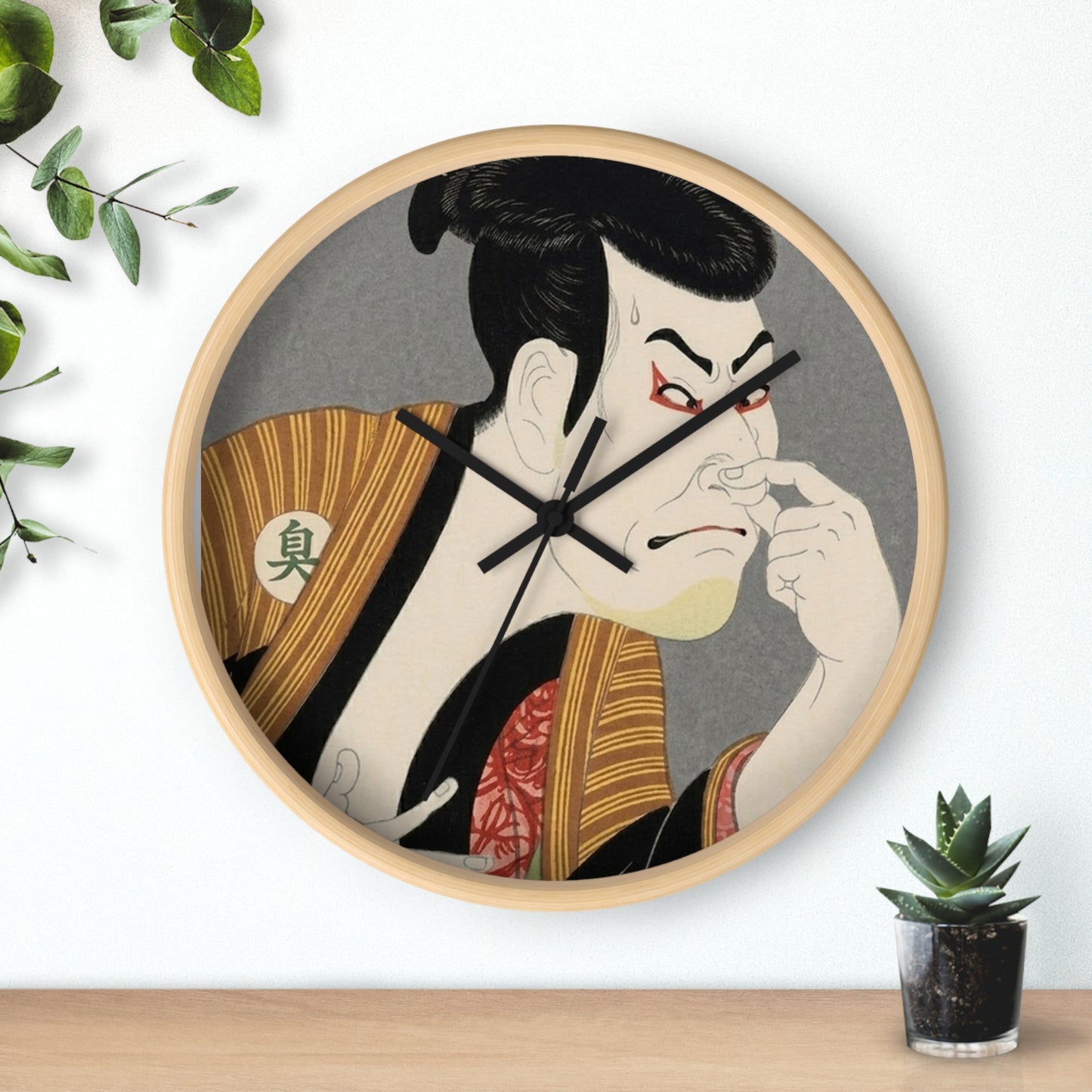 Kabuki Actor Wall Clock – Vintage Japanese Ukiyo-e Art Timepiece